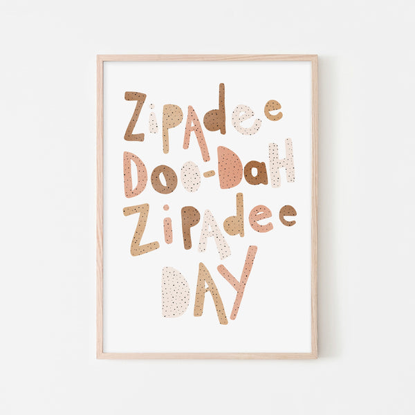 Zipadee Doo Dah - Neutral Burnt Umber |  Framed Print