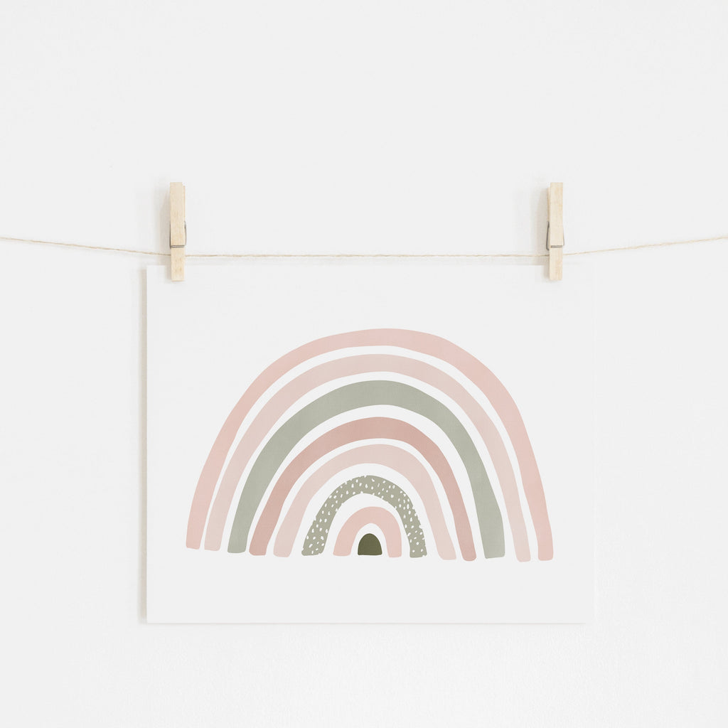 Scandi Rainbow - Pink & Sage Green |  Unframed