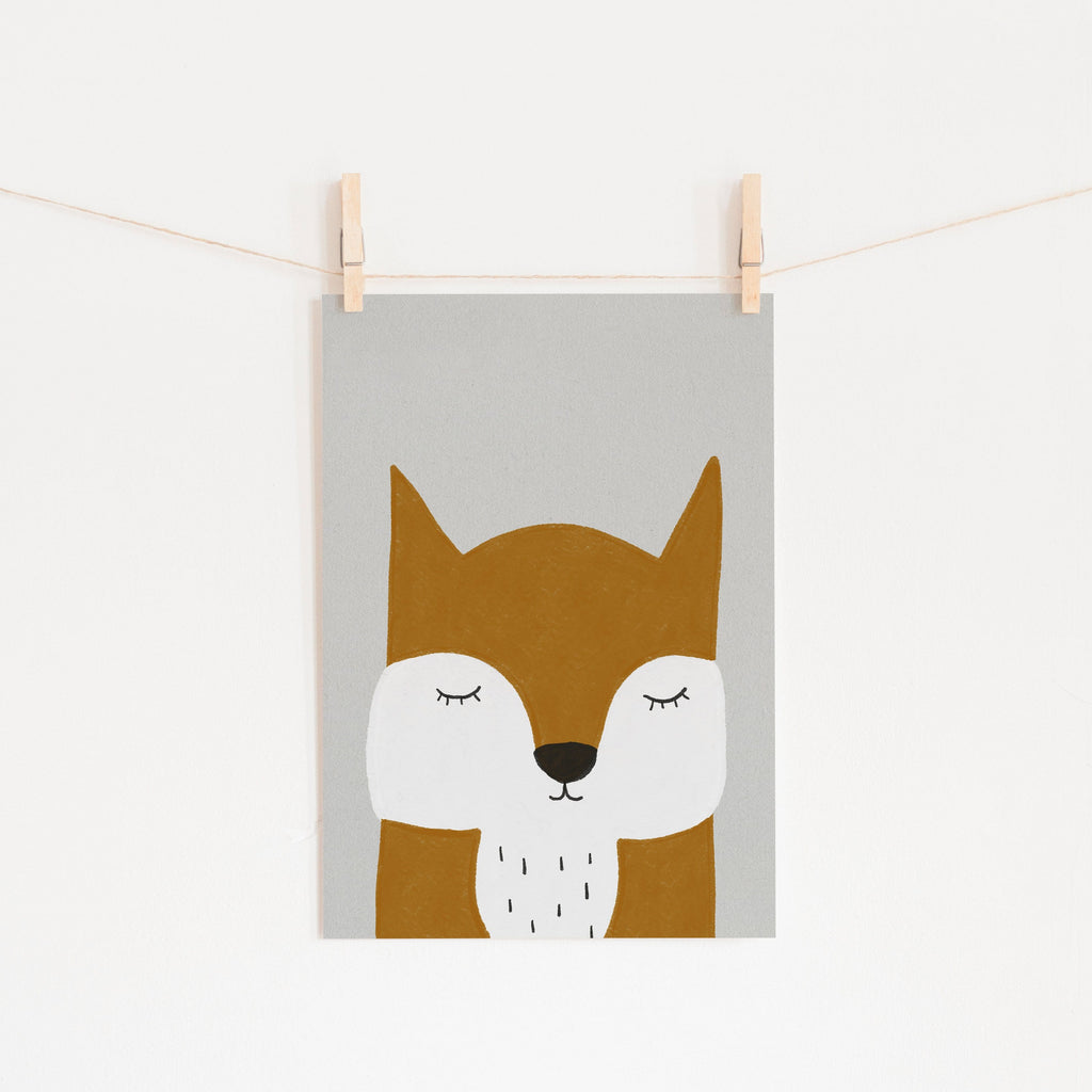 Sleepy Fox - Orange |  Unframed