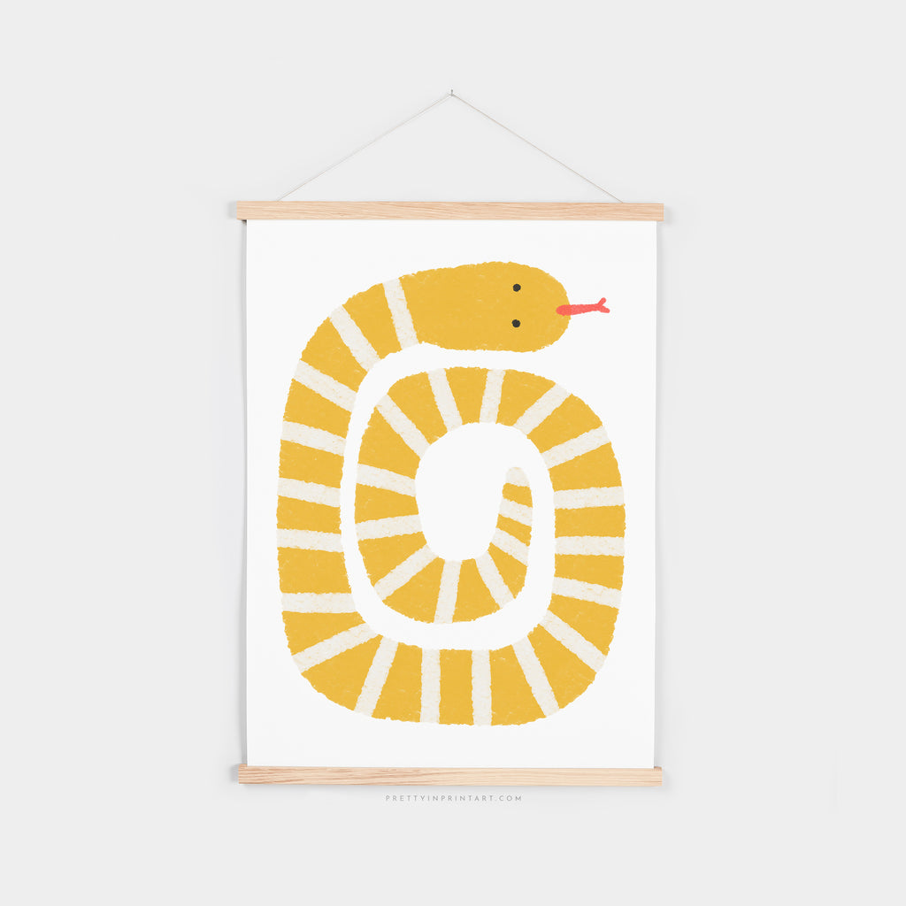 Snake Print - Yellow |  Fine Art Print with Hanger