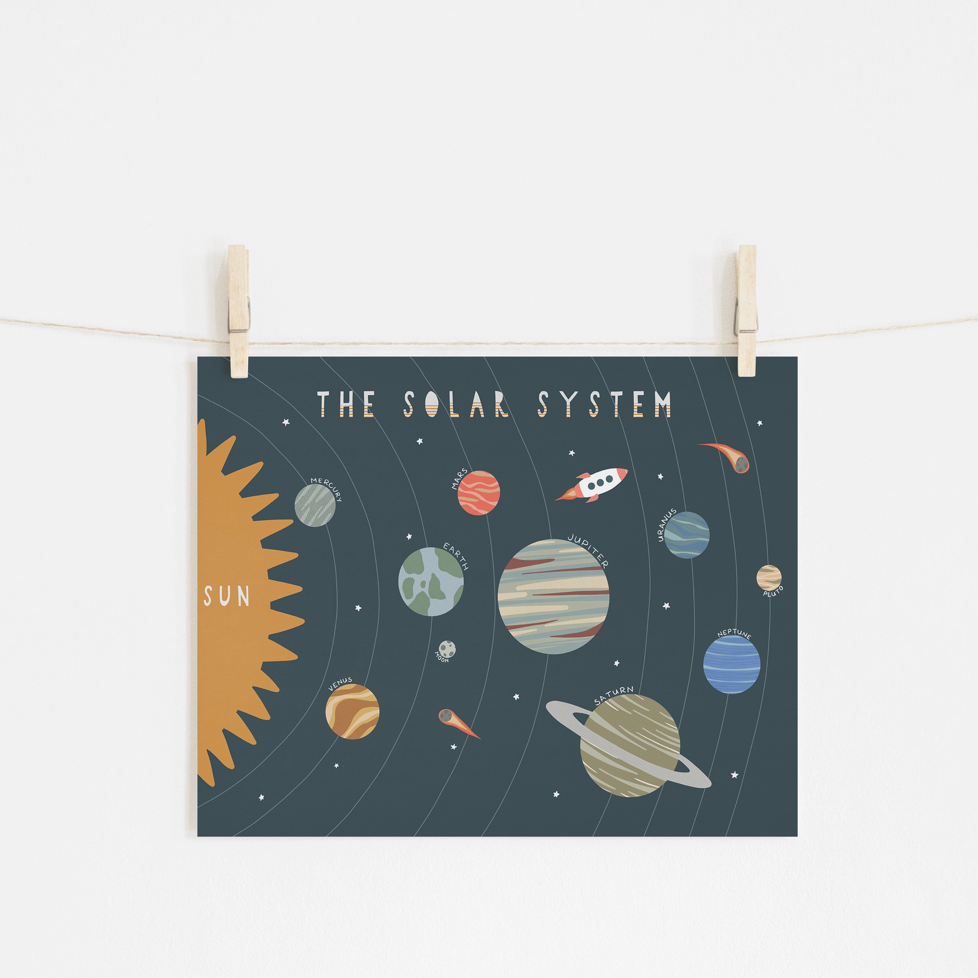 Solar System Print - Landscape |  Unframed