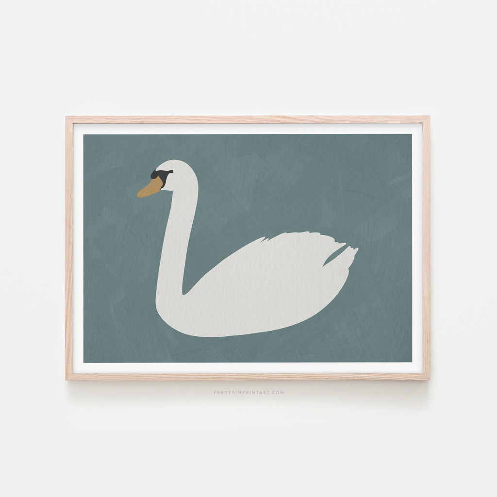 Swan Art - Oval Room Blue |  Framed Print