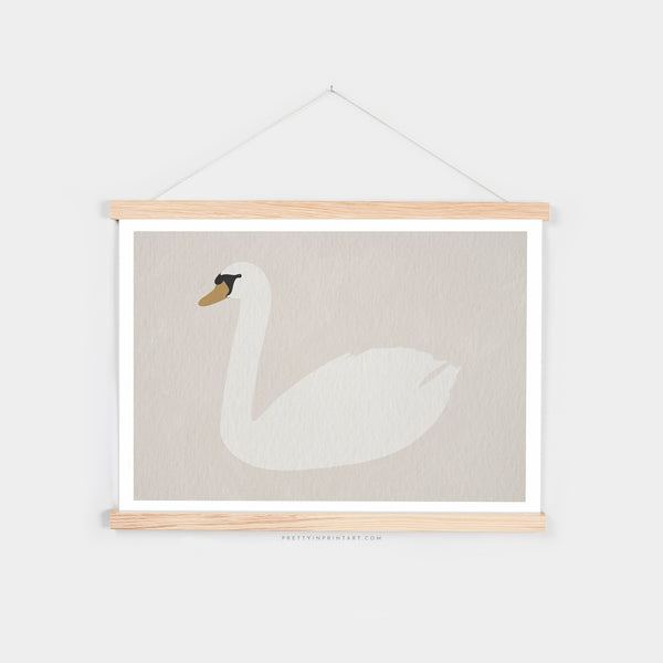 Swan Art - Strong White |  Fine Art Print with Hanger