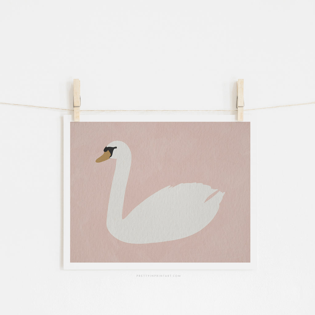 Swan Art - Calamine Pink |  Unframed