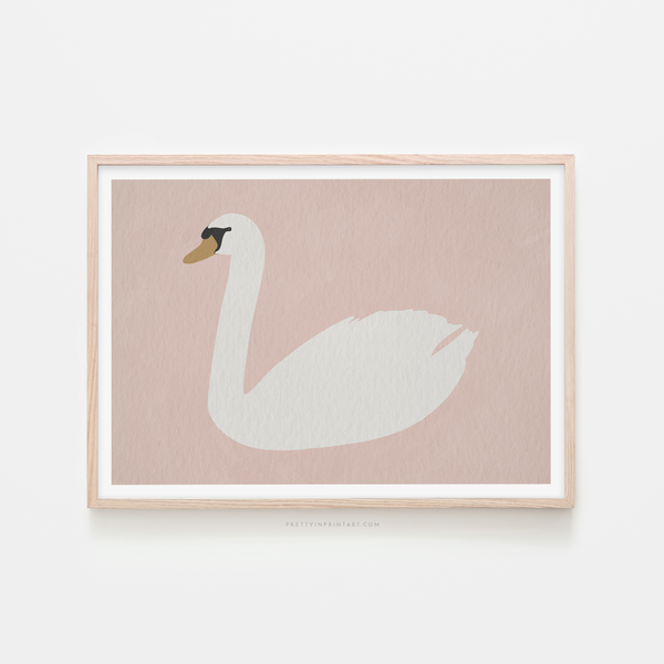 Swan Art - Calamine Pink |  Framed Print