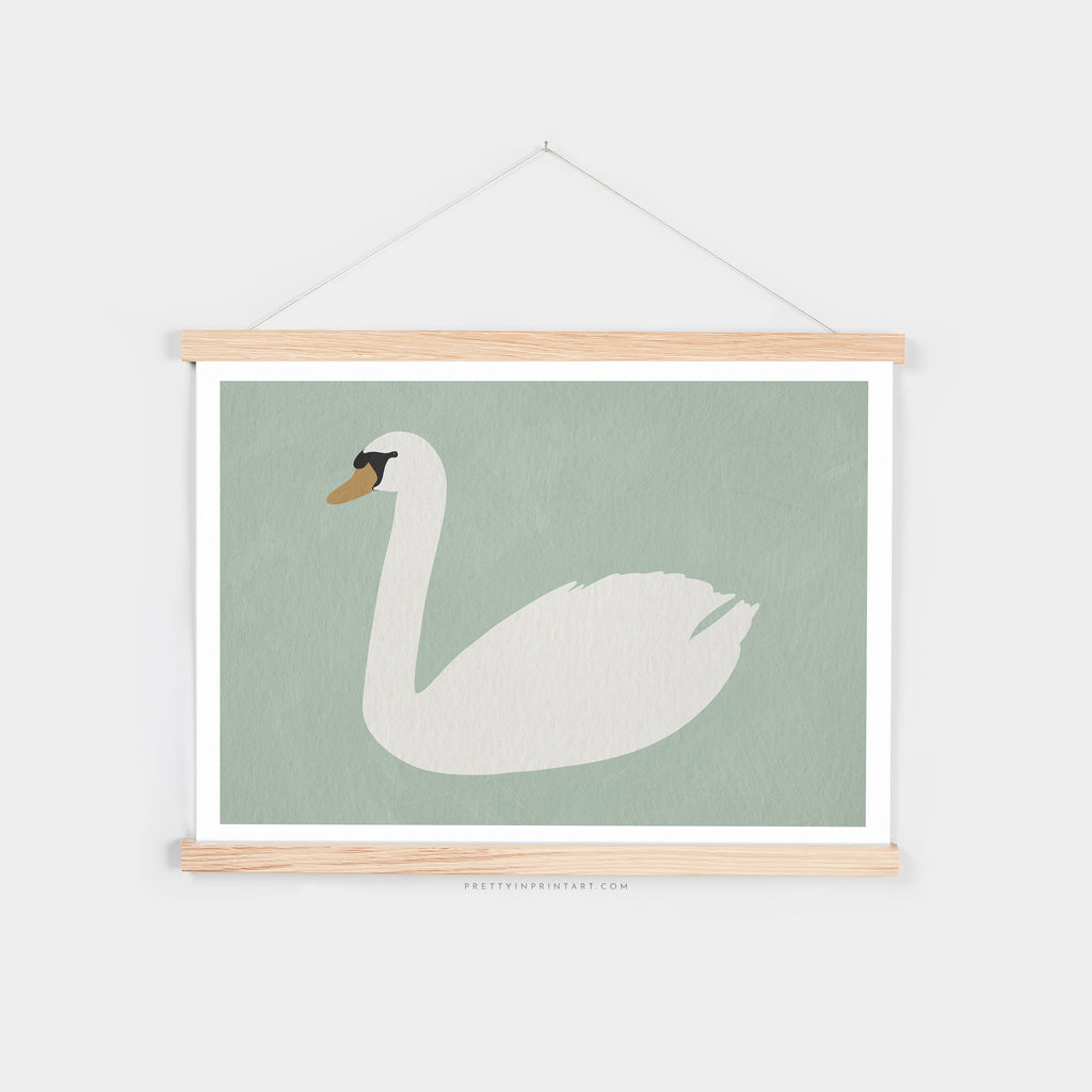 Swan Art - Terecas Green |  Fine Art Print with Hanger