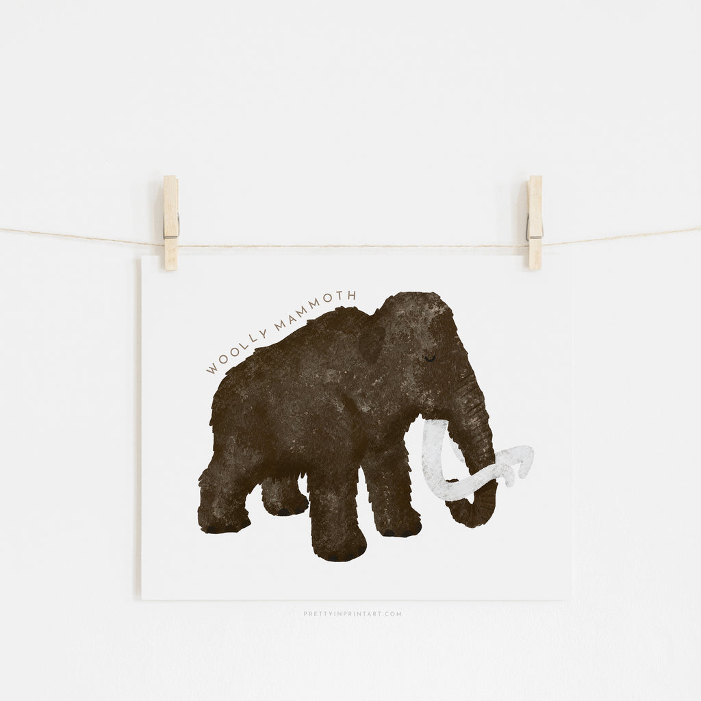 Dinosaur Art - Woolly Mammoth |  Unframed