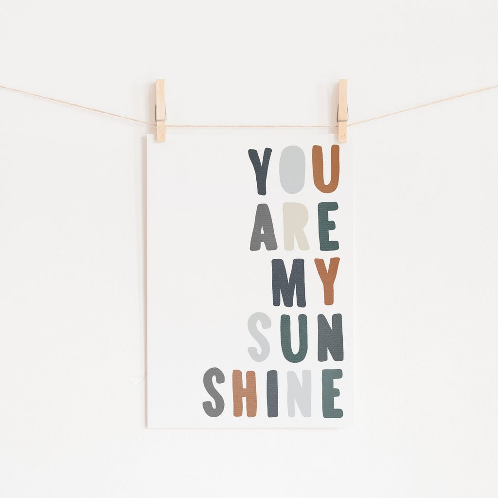 You Are My Sunshine - Navy & Brown |  Unframed