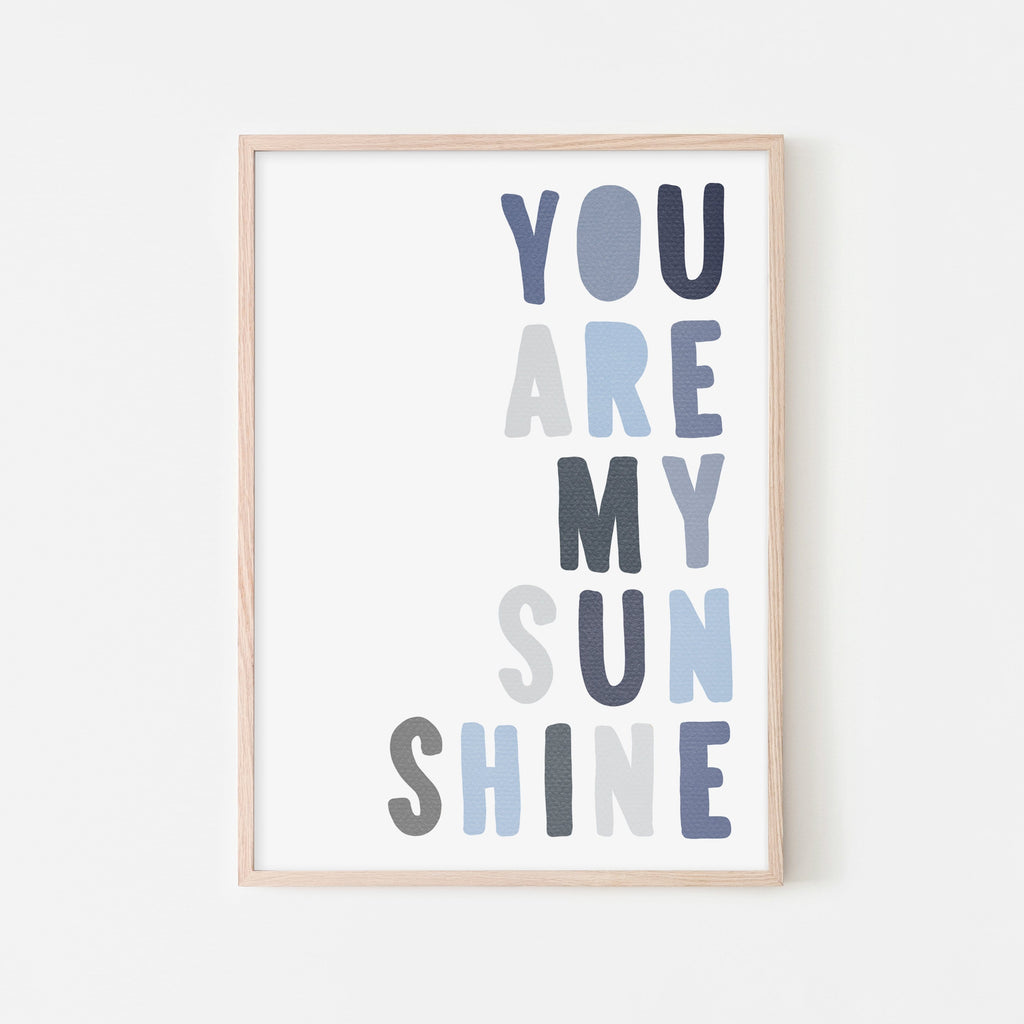 You Are My Sunshine - Navy & Blues |  Framed Print