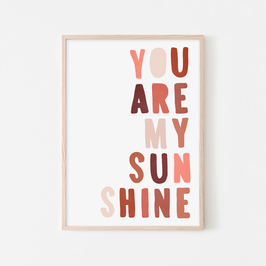 You Are My Sunshine - Red & Pink |  Framed Print