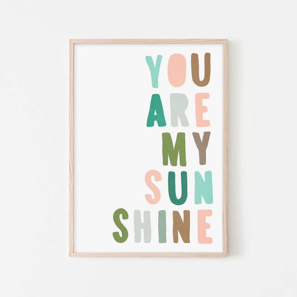You Are My Sunshine - Pink & Green |  Framed Print