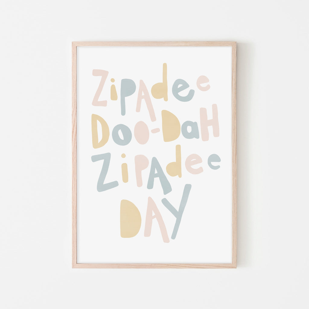 Zipadee Doo Dah - Pink, Yellow, Blue |  Framed Print