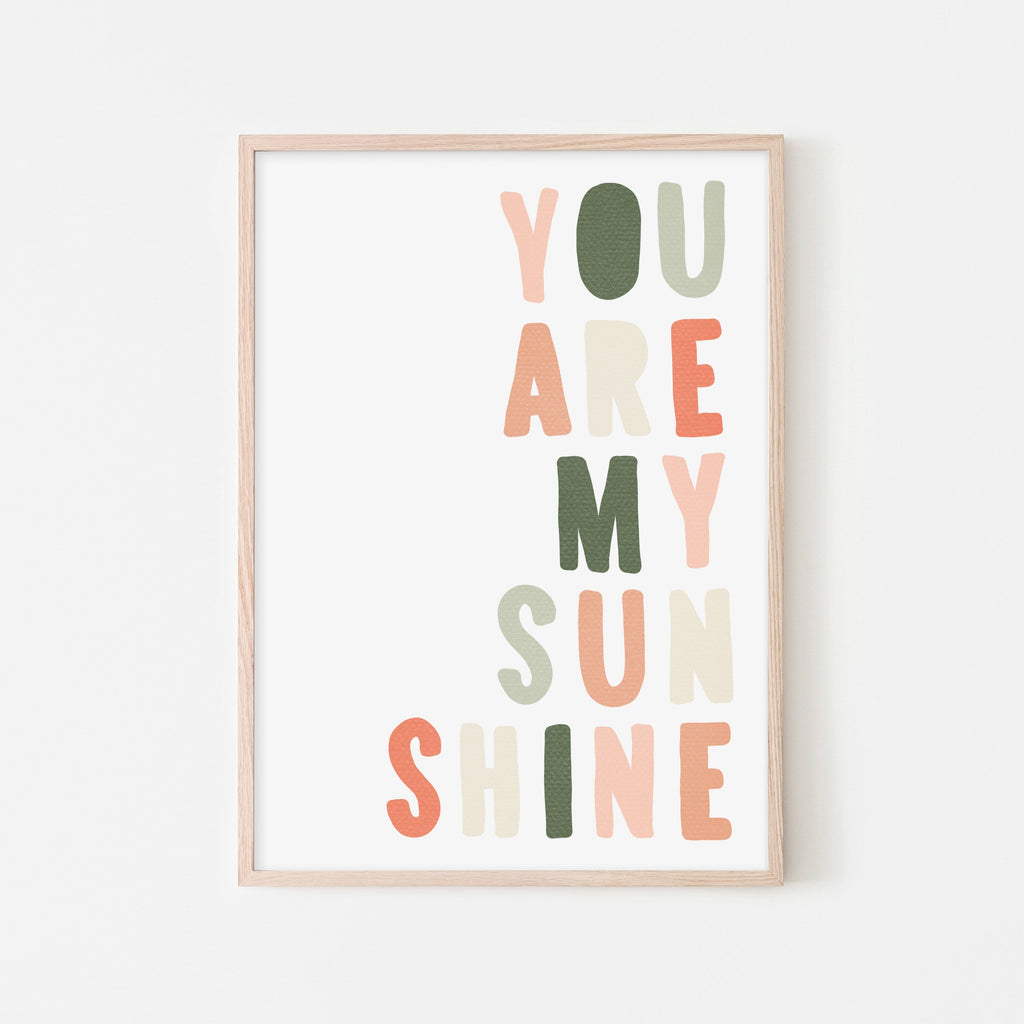 You Are My Sunshine - Blush & Green |  Framed Print